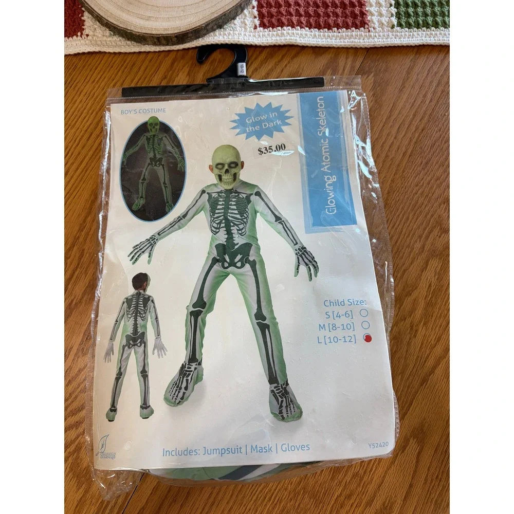 Seasons USA Boys Glowing Atomic Skeleton Costume Glow in the Dark Large 10-12